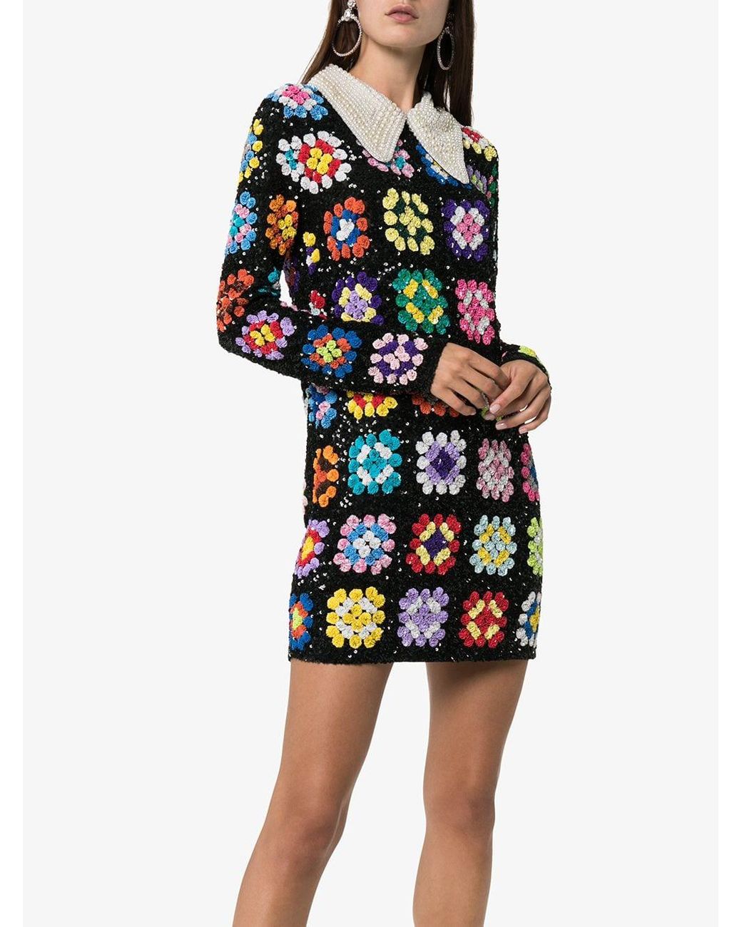 white christmas dresses Priscila Crochet Floral Mini Dress