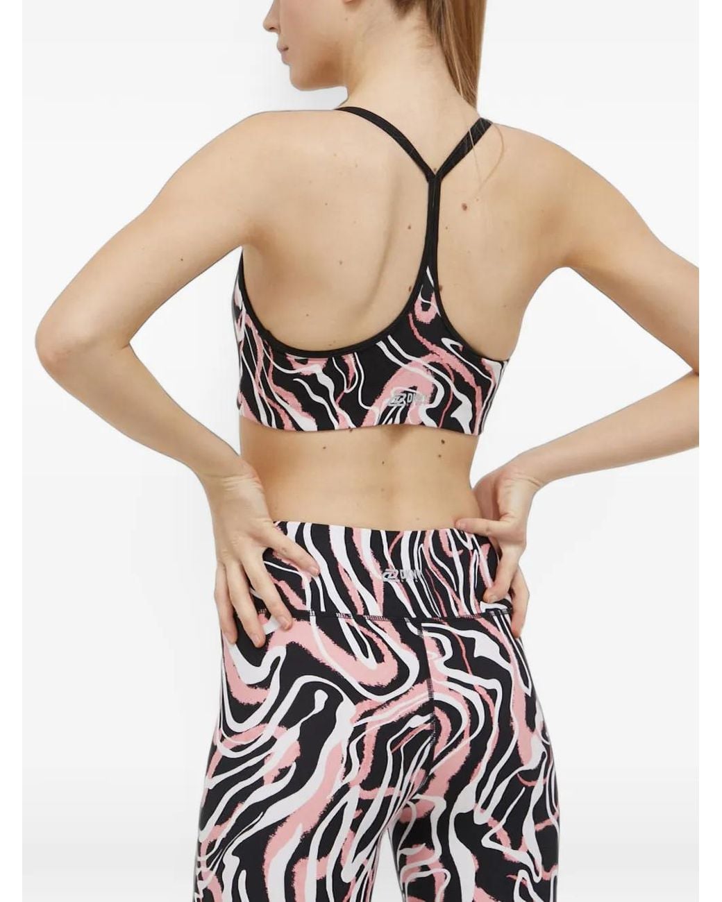 DKNY Black Abstract-Print Racerback Sports Bra