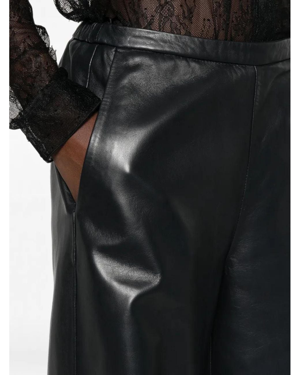 Forte_forte Gray Wide-Leg Leather Trousers
