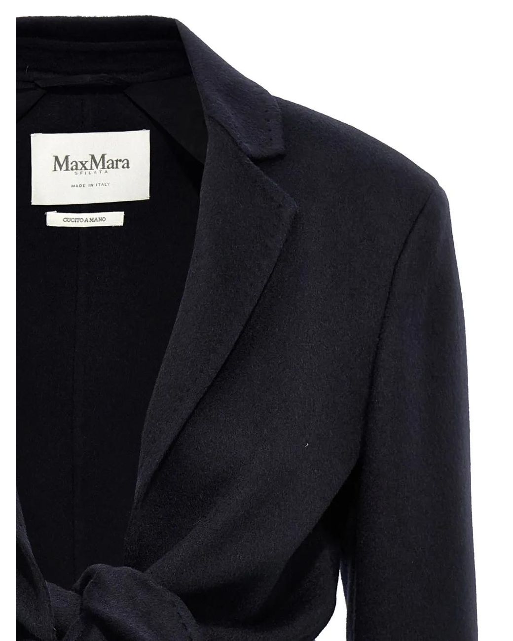 Max Mara Blue Tie-Front Notched-Lapel Jacket