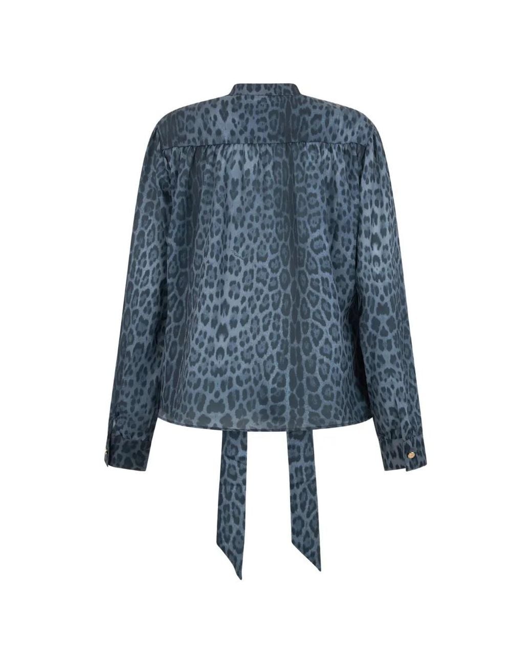 Roberto Cavalli Blouse Met Luipaardprint in het Blue