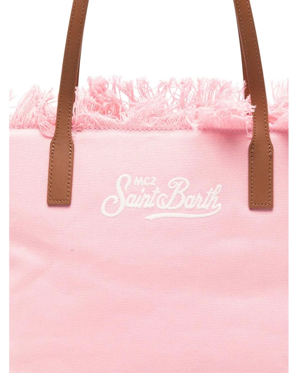 Mc2 Saint Barth Pink Medium City Fringed Tote Bag
