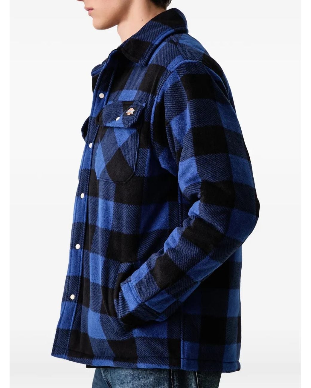 Dickies Blue Check-Pattern Padded Jacket for men