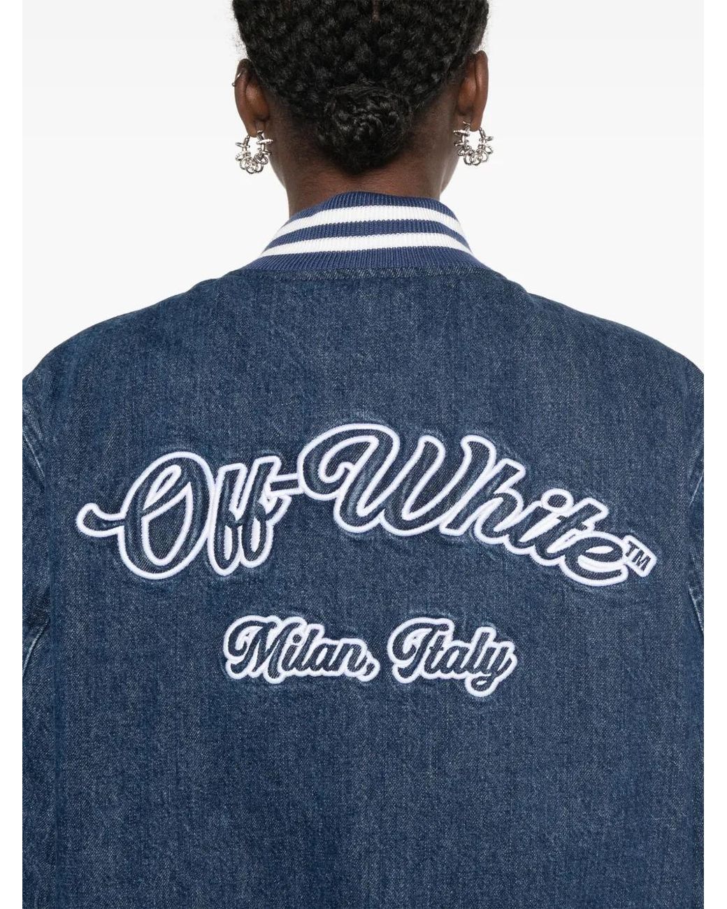 Off-White c/o Virgil Abloh Blue Off- Logo-Embroidered Jacket