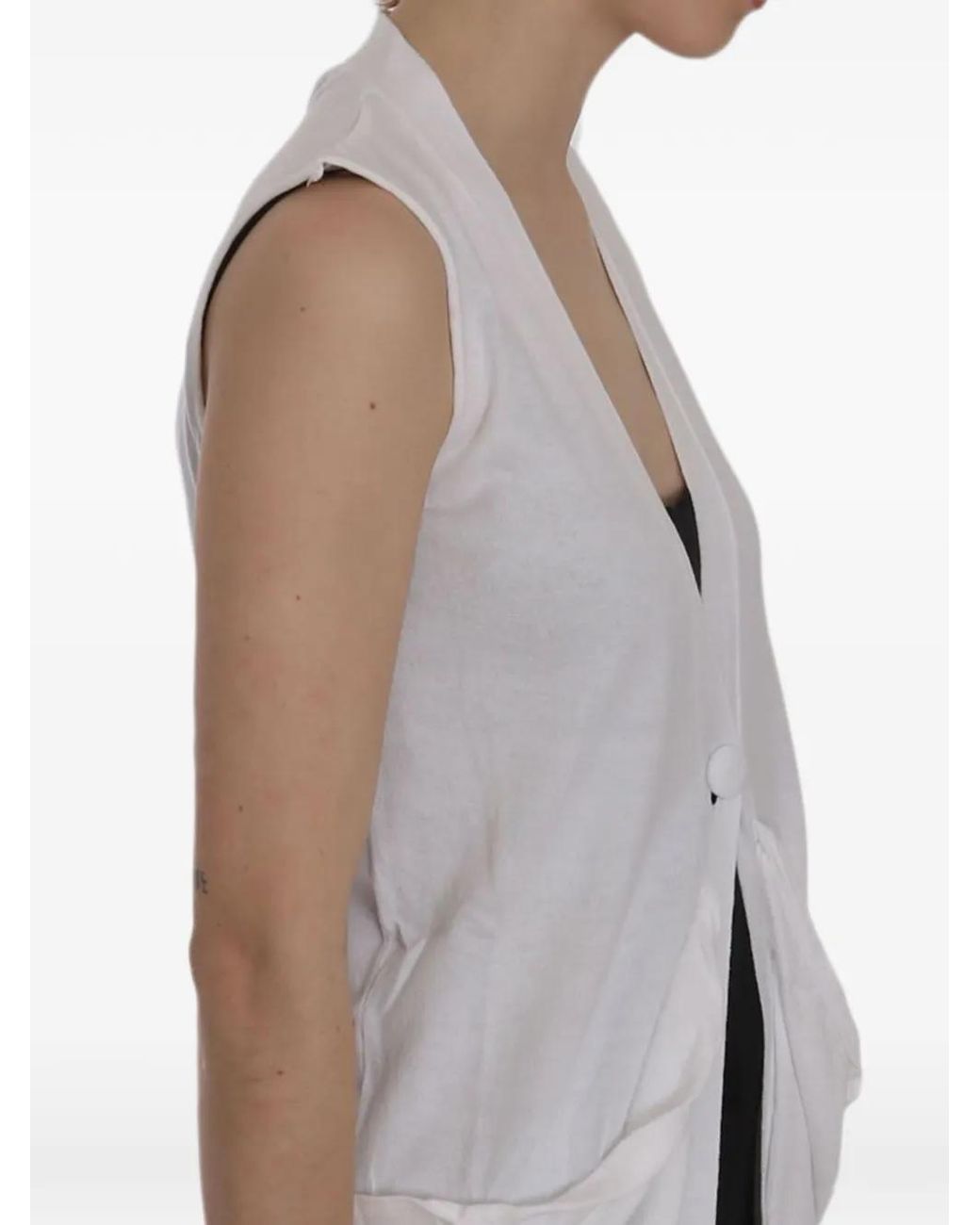 Pink Memories White Sleeveless V-Neck Gilet