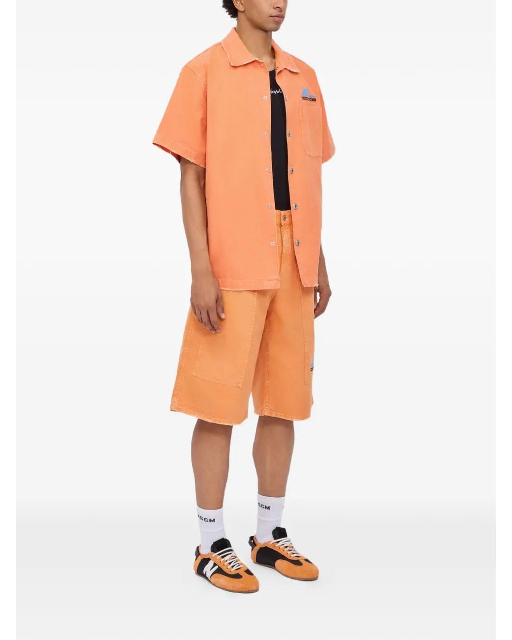 MSGM Orange Pocket Denim Shorts for men
