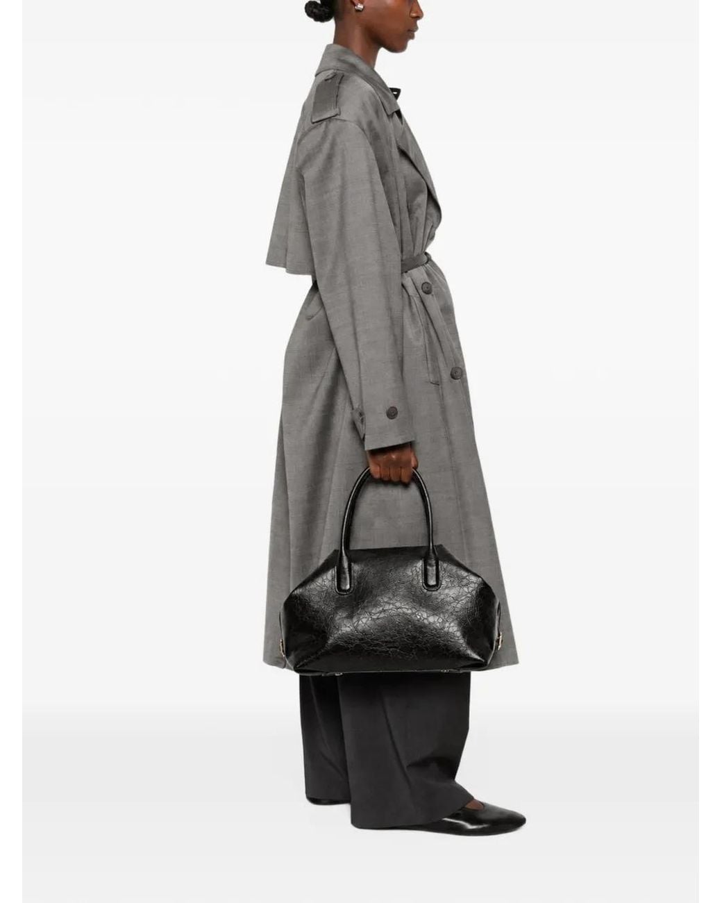 THEMOIRÈ Gray Petit Cabas Talia Trank À Effet Froissé