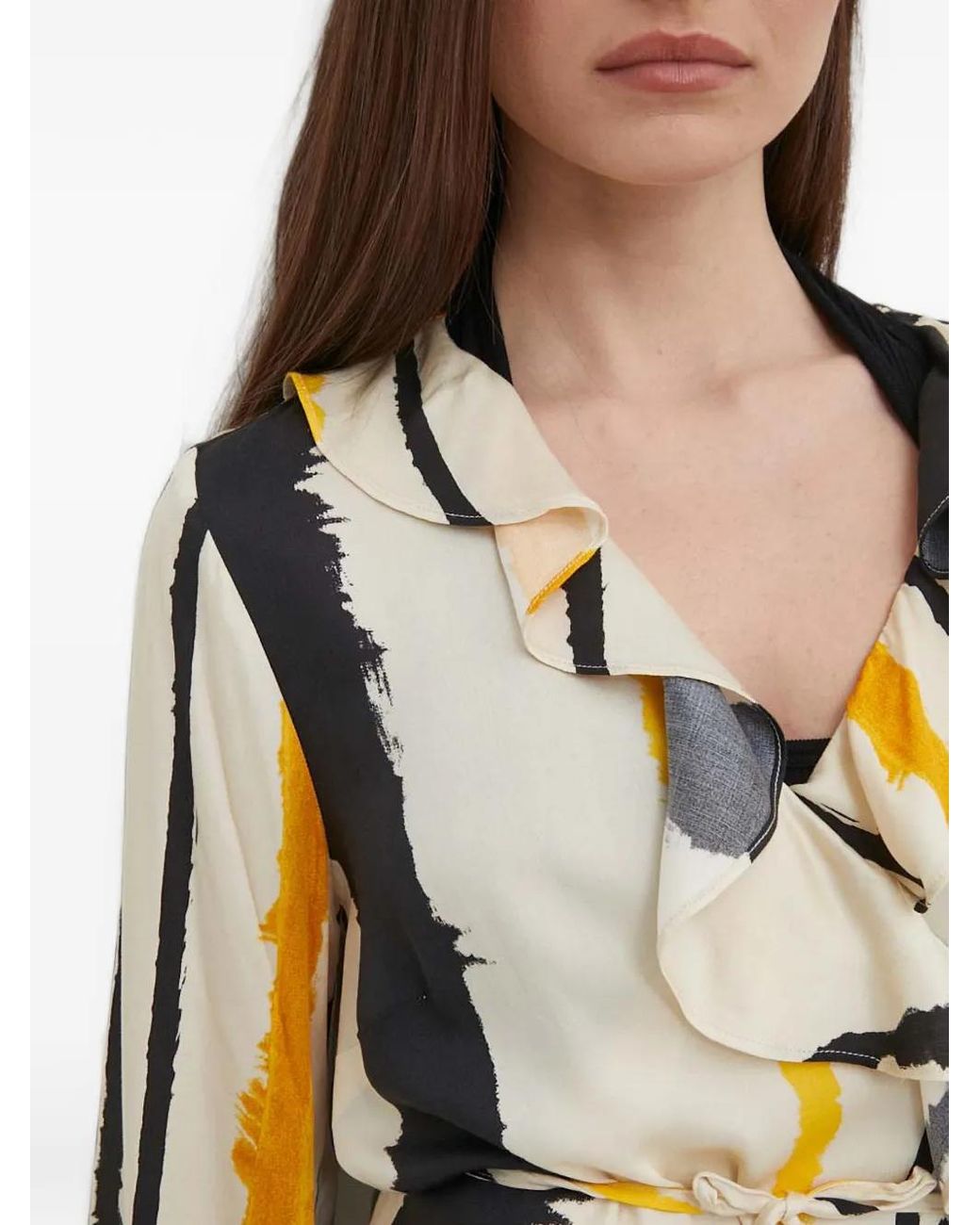 Sisley Natural Ruffled Wrap Blouse