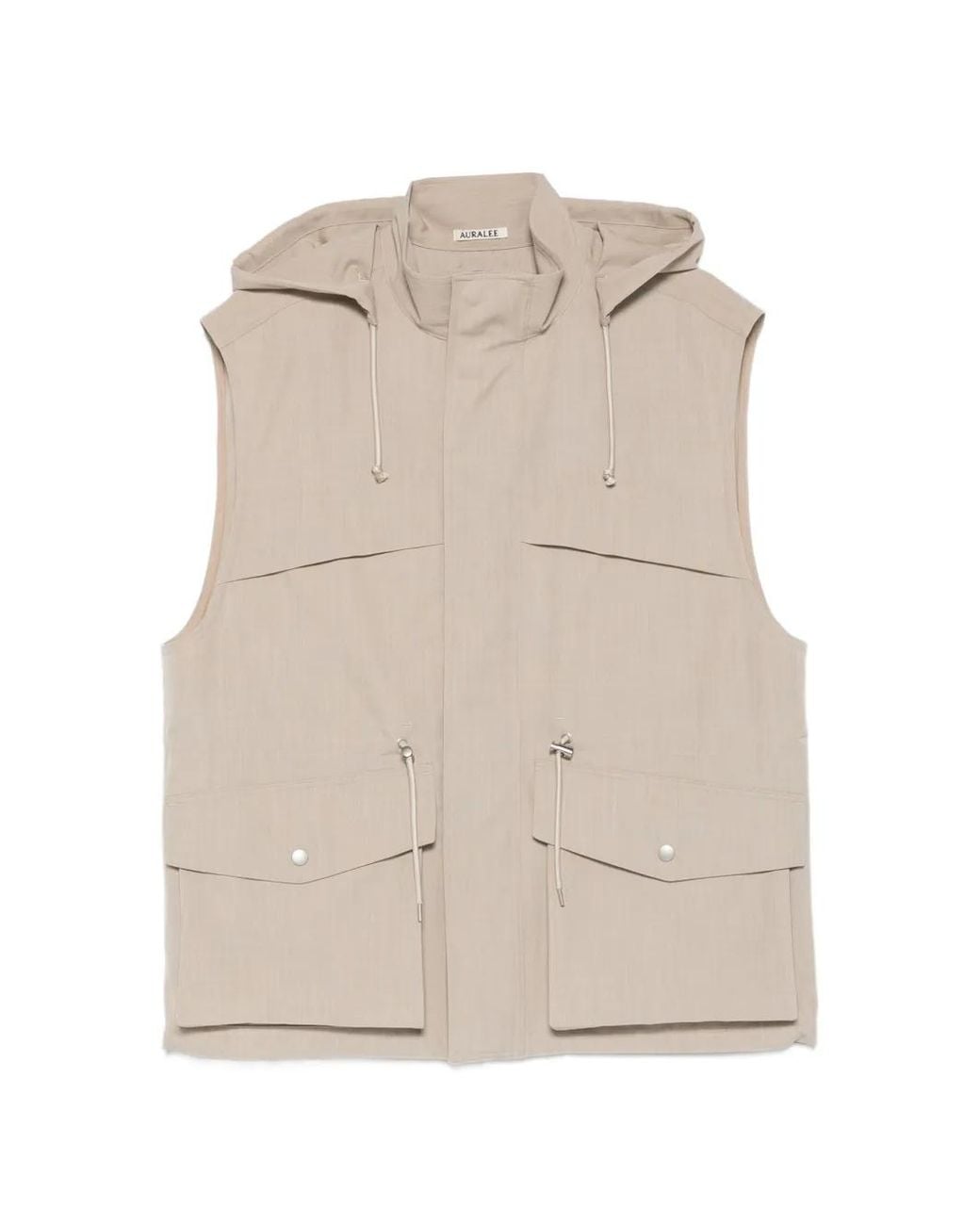 Auralee Natural Hooded Pocket Gilet for men
