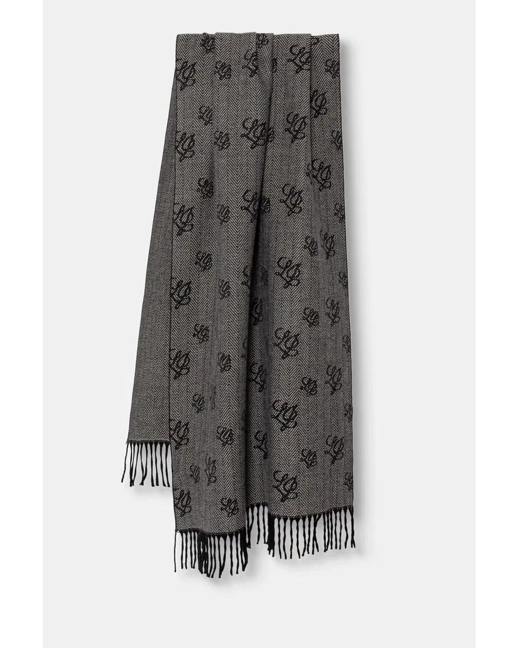 Liu Jo Gray Écharpe À Motif Monogrammé Et Chevrons