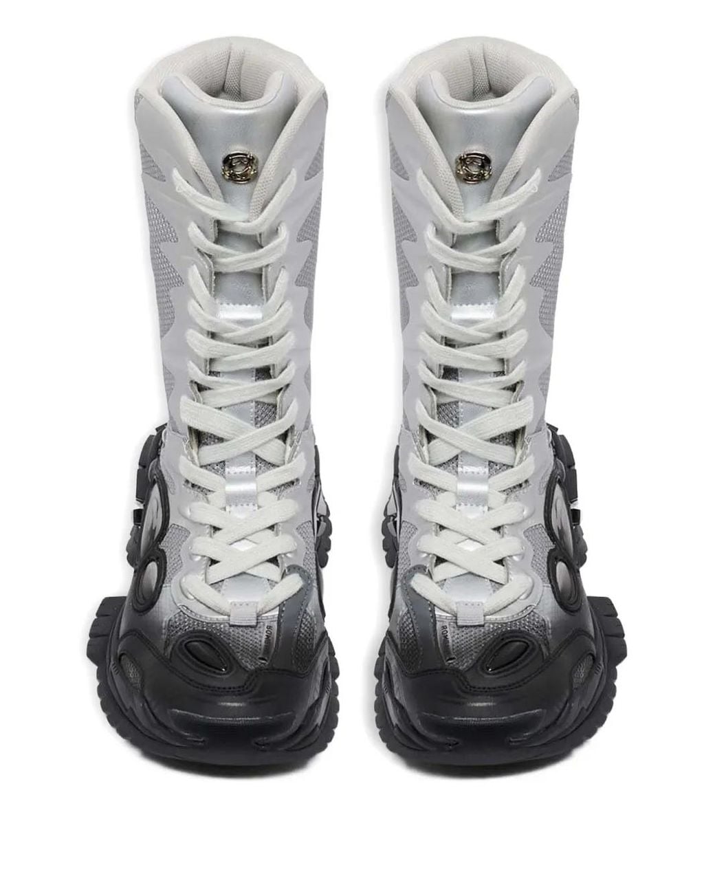 Rombaut Gray Mesh Panelled Lace-Up Boots