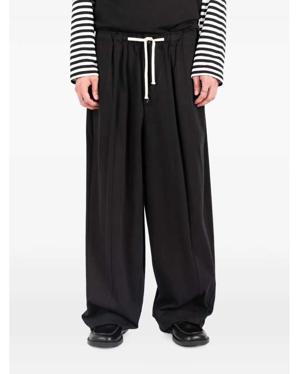 Societe Anonyme Black Helsinki Pleated Drawstring-Waist Trousers