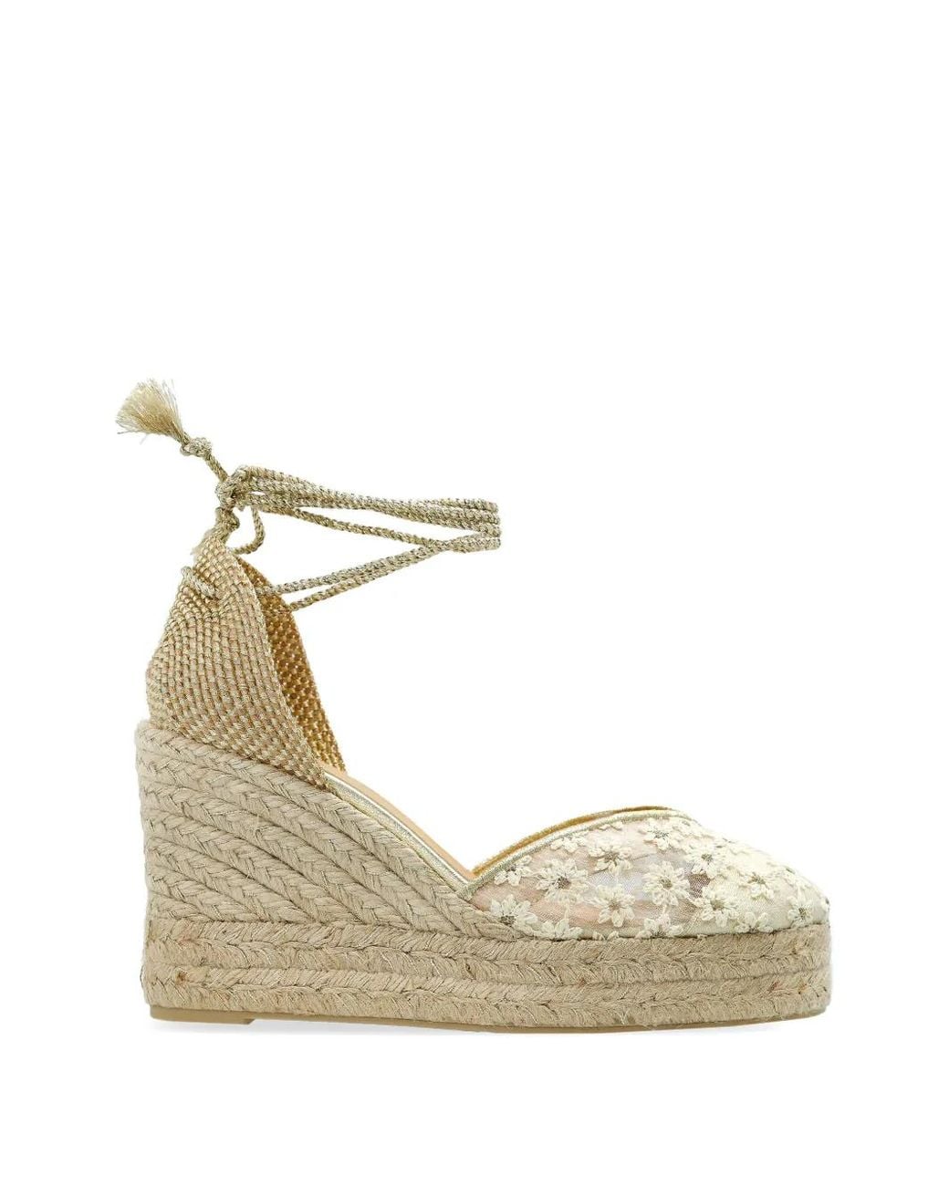 Castaner Metallic Clair Floral Lace Espadrille