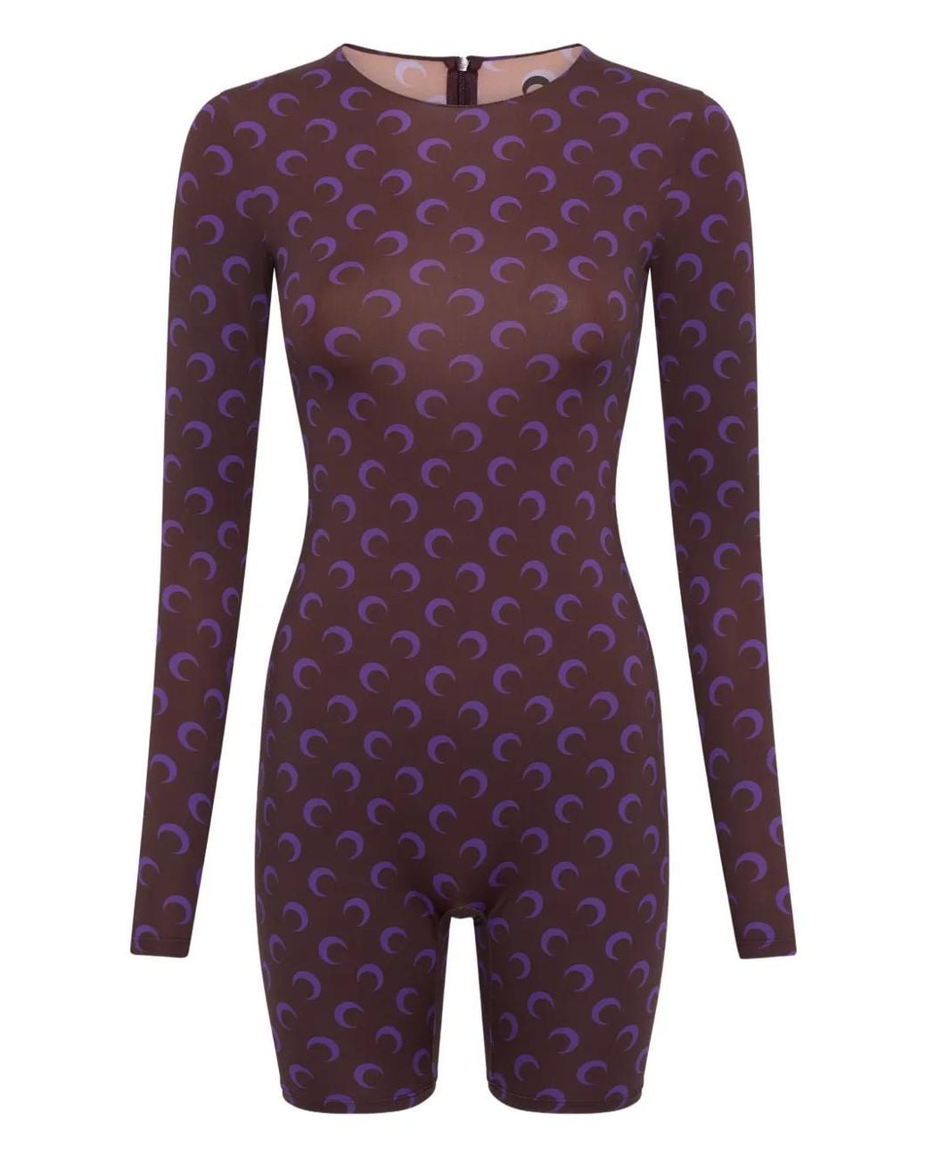 MARINE SERRE Purple Moon-Print Shorts Playsuit