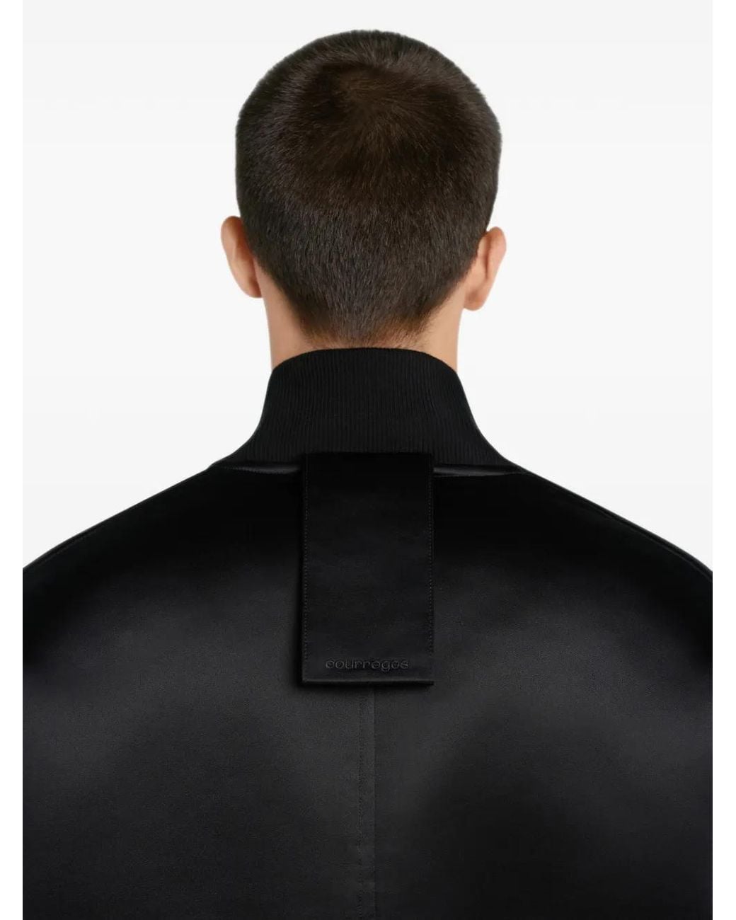 Courreges Black Satin Bomber Jacket for men