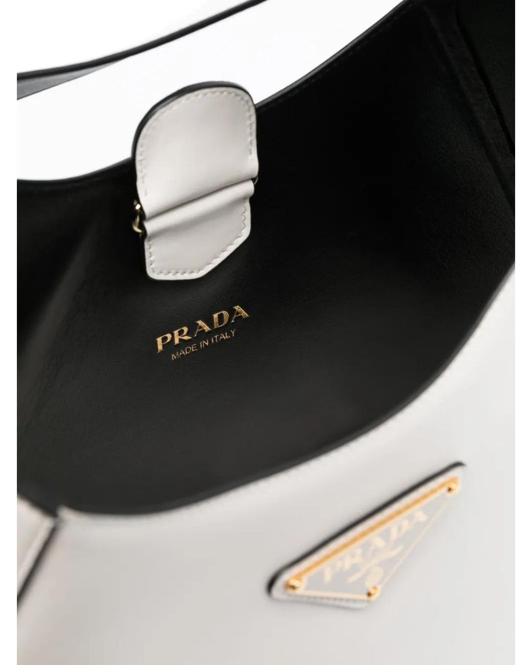 Sac Porté Épaule En Cuir À Logo Triangulaire Prada en coloris White