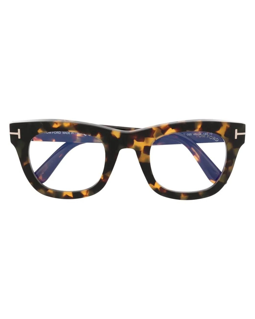 Tom Ford Blue Tortoiseshell-Effect Square-Frame Glasses for men