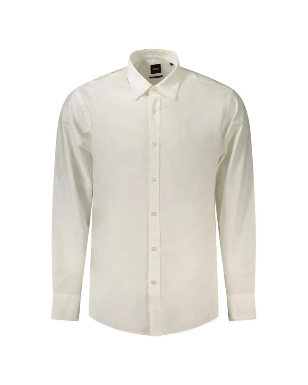 Boss White Logo-Embroidered Cotton Shirt for men