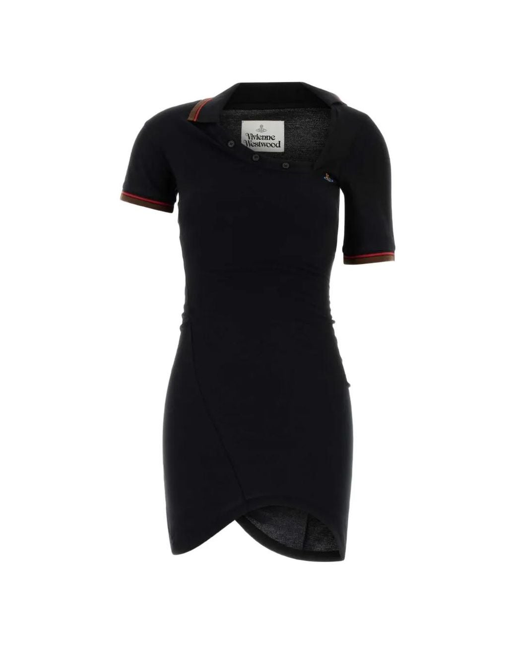 Vivienne Westwood Black Glory Cotton Asymmetric Polo Dress