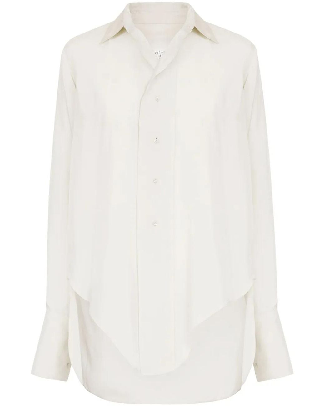 Maison Margiela Long-Sleeve Buttoned Shirt in White | Lyst