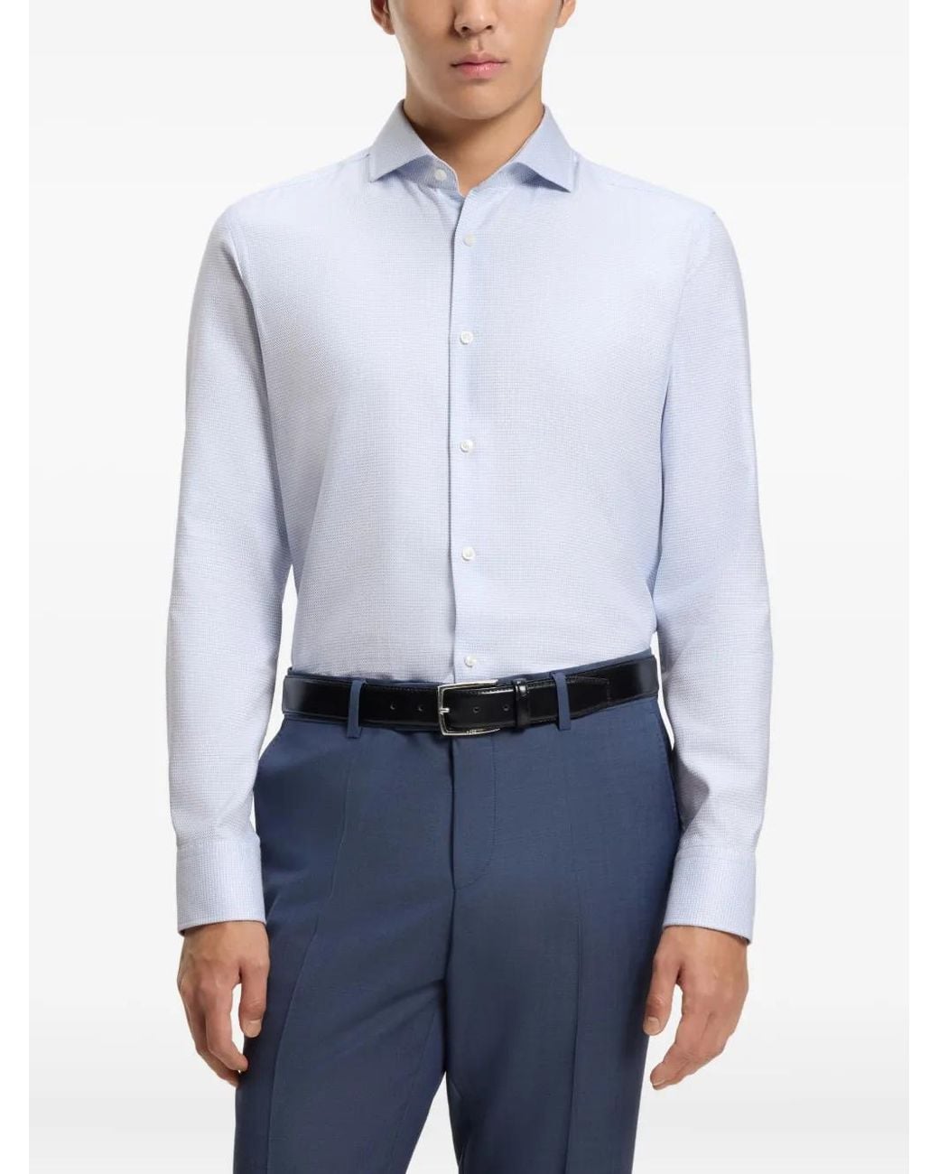 Boss White Buttoned Patterned Shirt for men