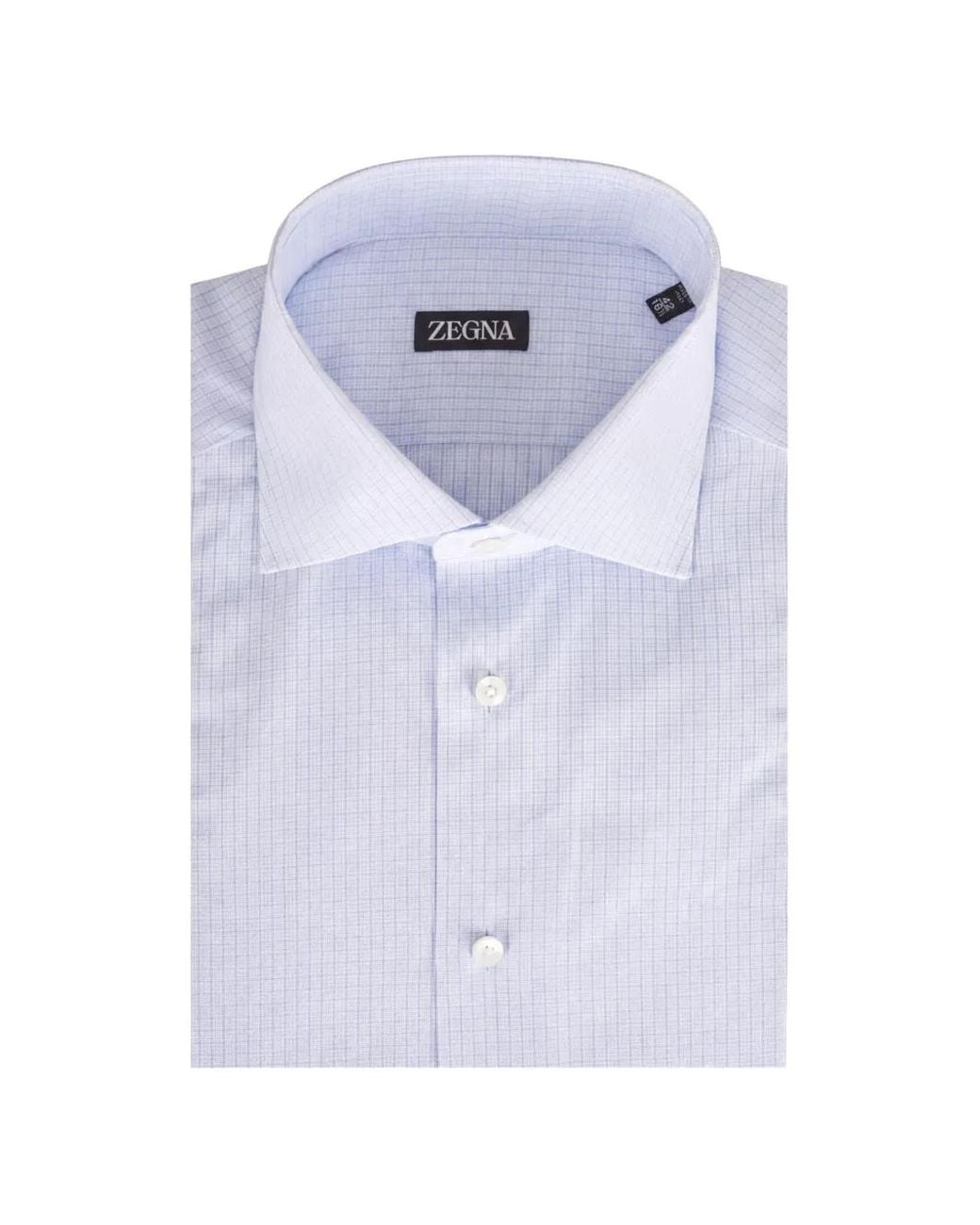 Zegna Blue Check-Pattern Long-Sleeve Shirt for men
