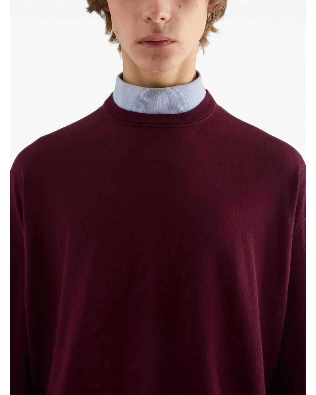 Jil Sander Purple Lightweight Wool Mock-Neck Sweater for men