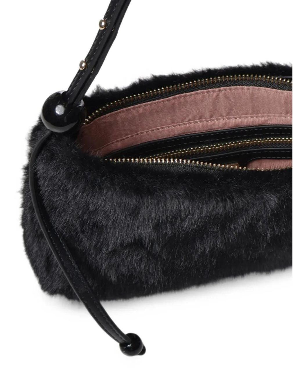 V73 Black Faux-Fur Shoulder Bag