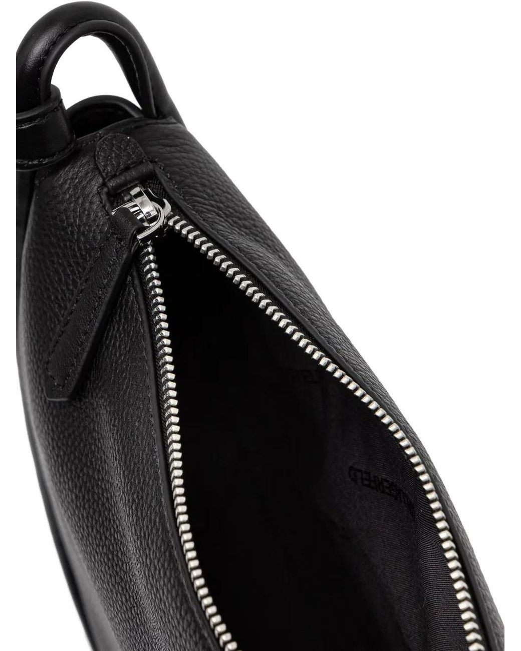 Karl Lagerfeld Black Logo-Patch Pebbled Shoulder Bag