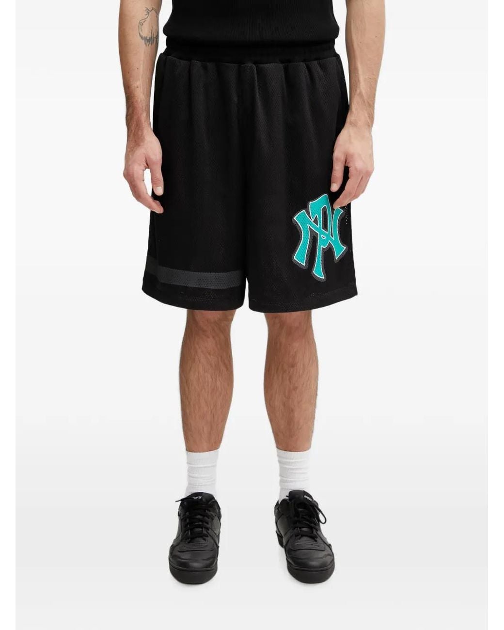 No Problemo Black Short Oversize En Résille À Patch Logo for men