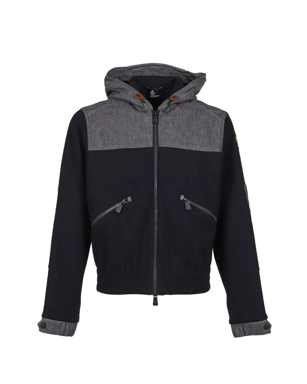 Moncler Blue Denim-Panel Fleece Jacket for men