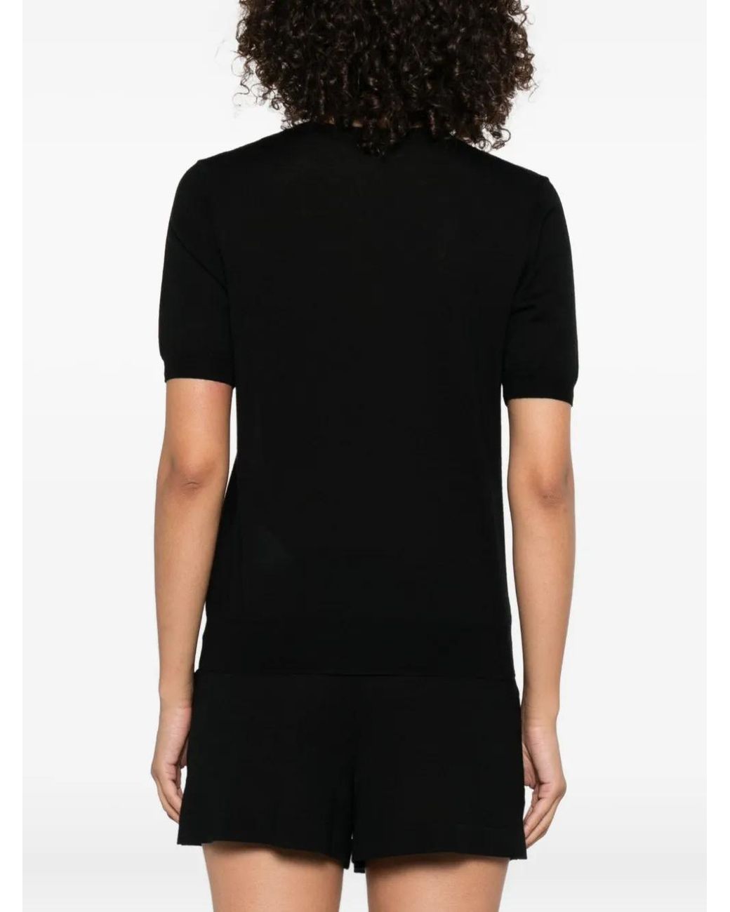 P.A.R.O.S.H. Black Short-Sleeve Round-Neck T-Shirt