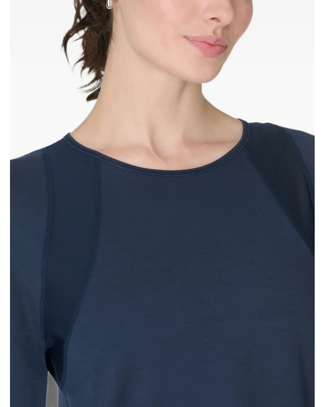 Sweaty Betty Blue Breathe Easy Mesh-Panelled Thumb-Slot Top