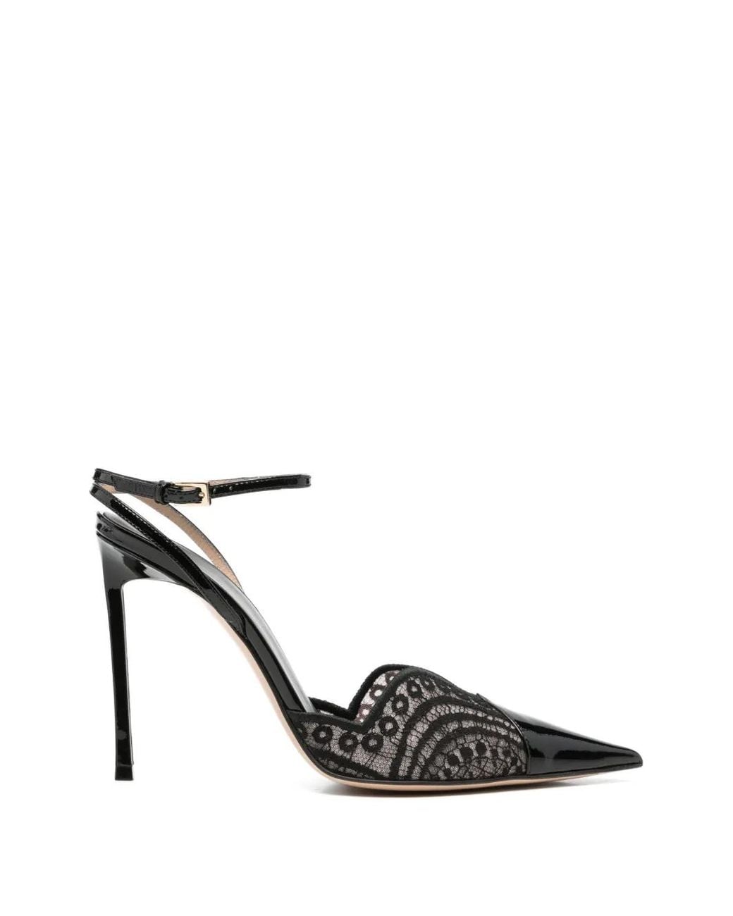 Tom Ford Black Lace-Panelled Patent-Leather Pumps