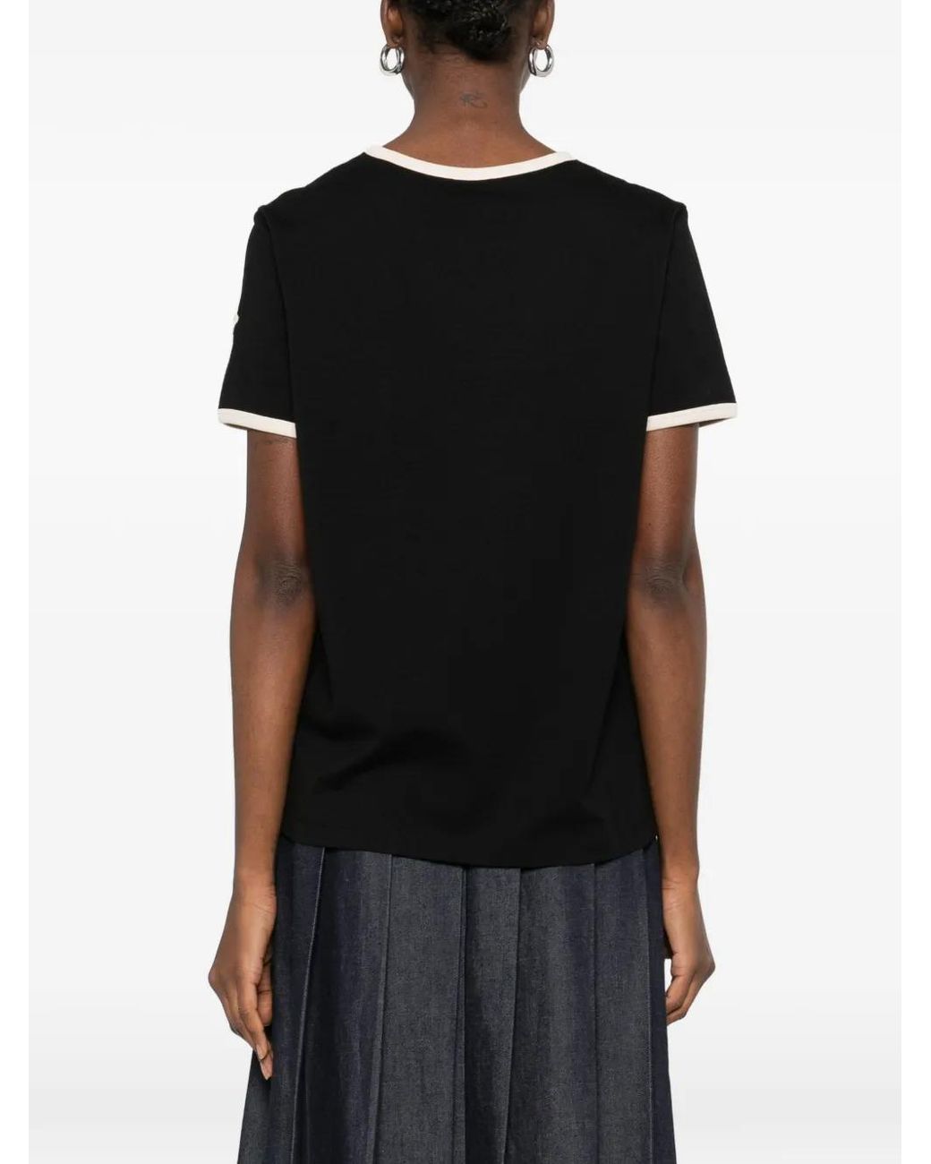 Moncler Black Logo Embroidery Pocket T-Shirt