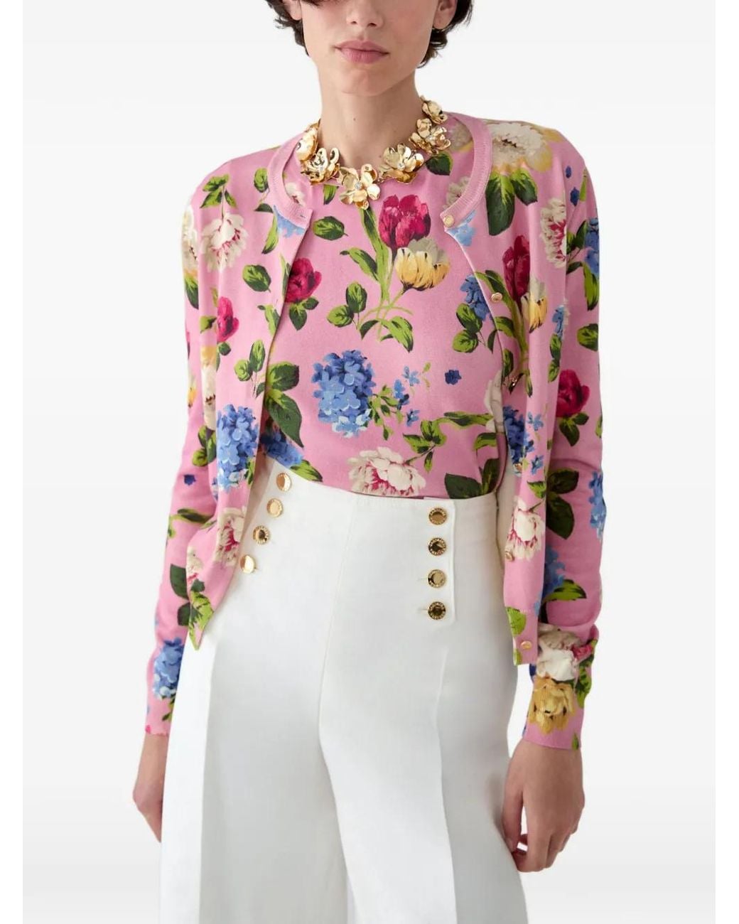 Carolina Herrera Pink Floral-Print Vest