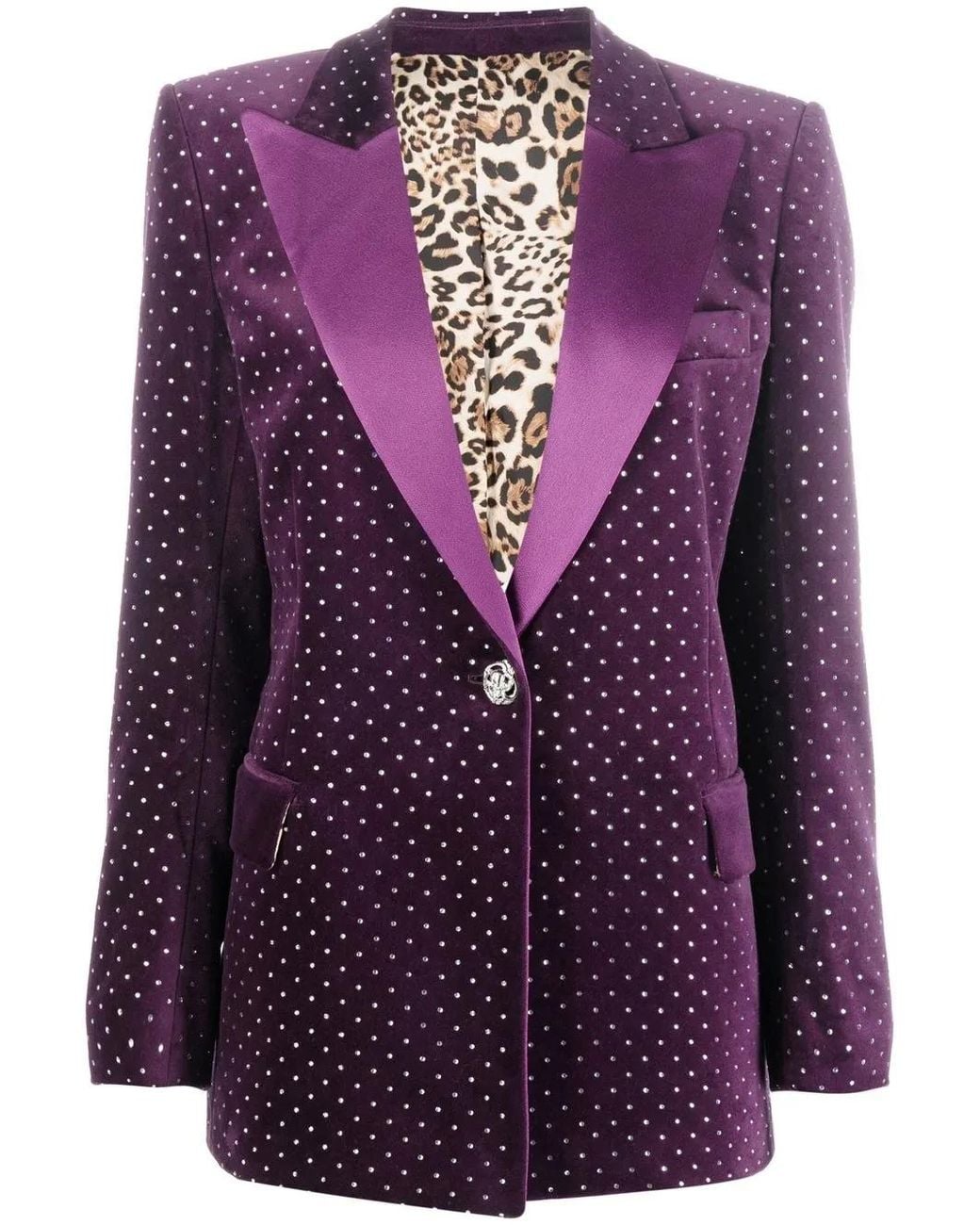 Philipp Plein Purple Crystal-Embellished Blazer