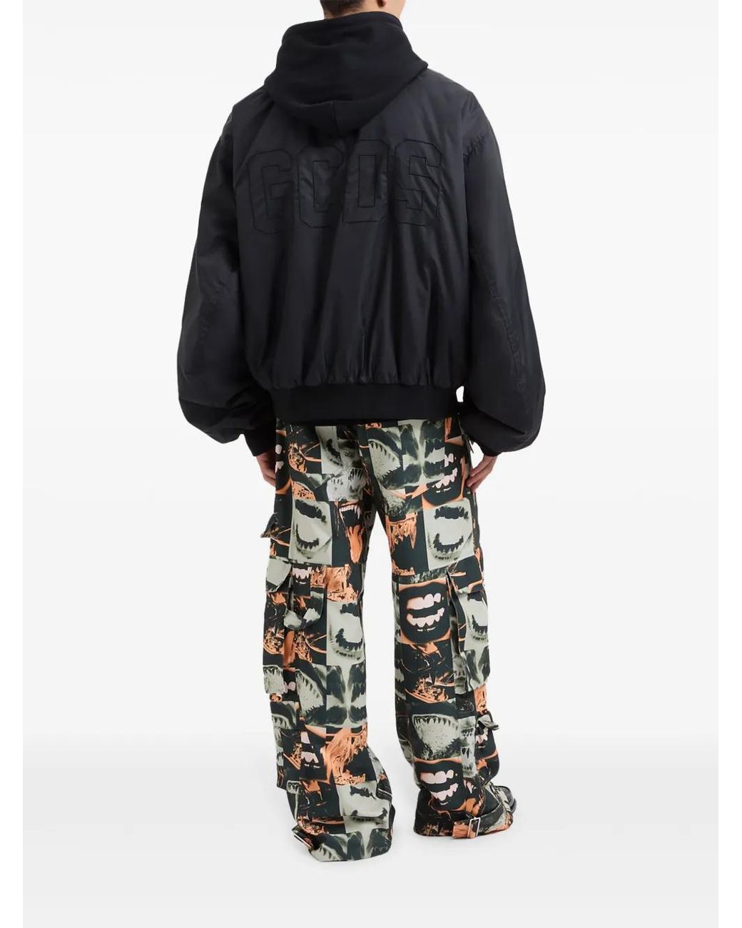 Gcds Black Bomber Jacket With Hood for men