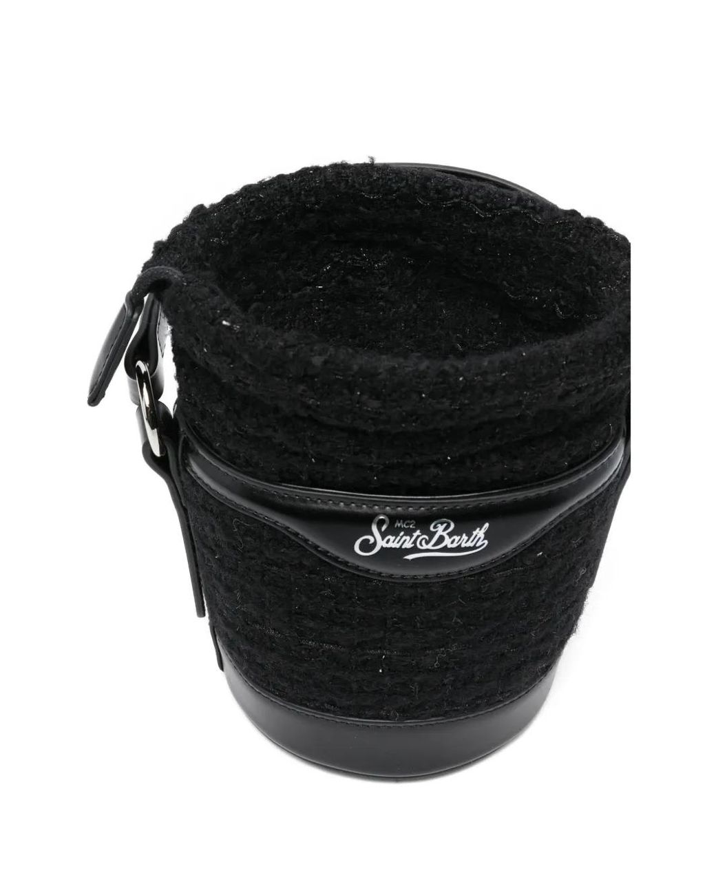 Mc2 Saint Barth Black Mini Mila Tweed Bucket Bag