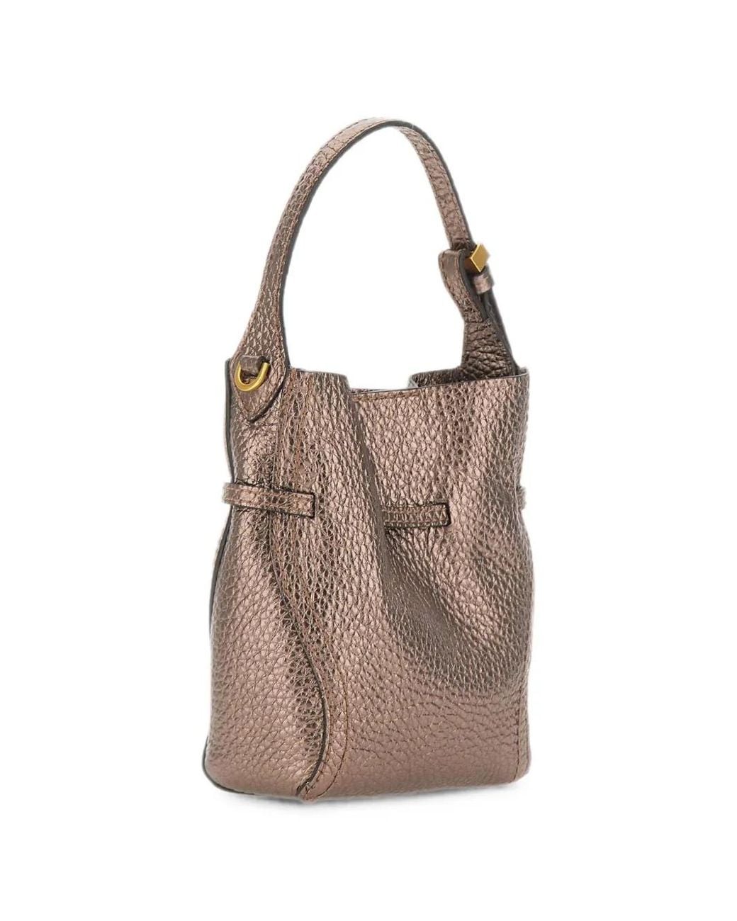Gianni Chiarini Gray Small Sienna Hammered Leather Tote Bag