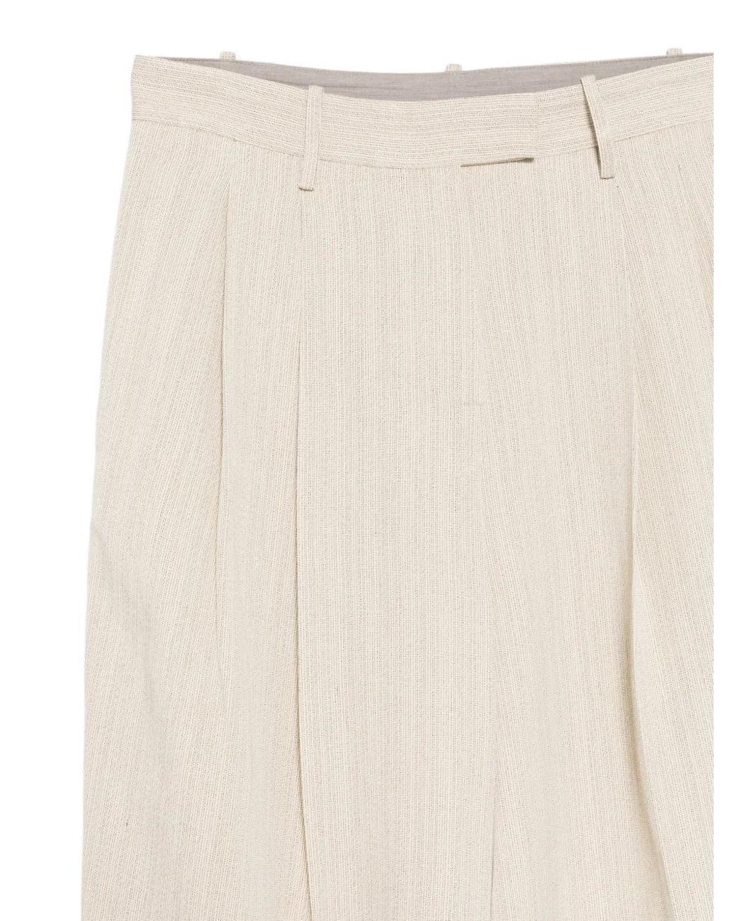 Alysi White Pantalon À Design Plissé