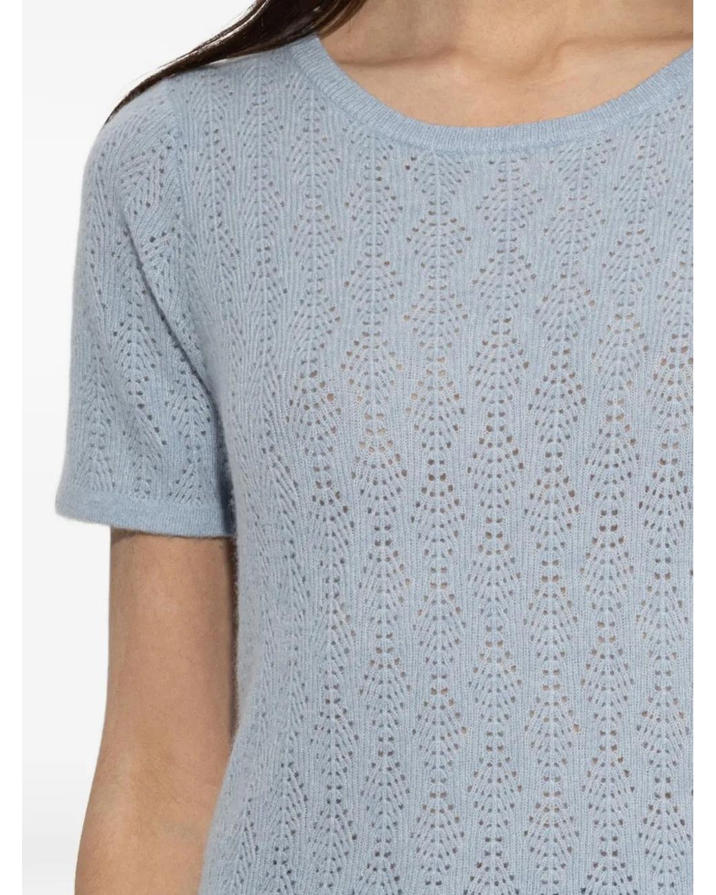Munthe Blue Boyli Pointelle-Knit T-Shirt