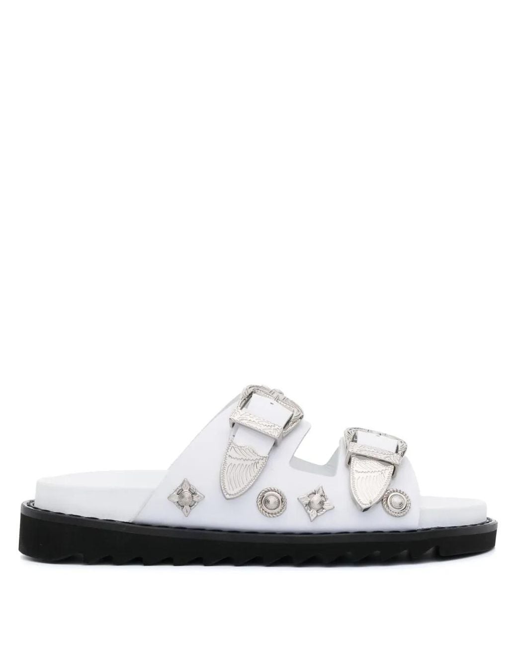 Toga White Double-Buckle Slip-On Sandals