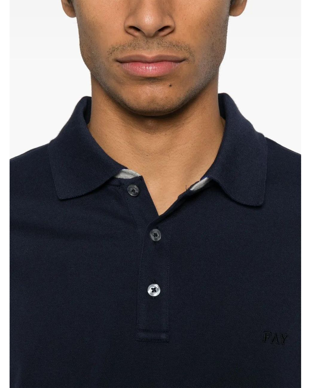 Fay Blue Piqué Polo Shirt for men