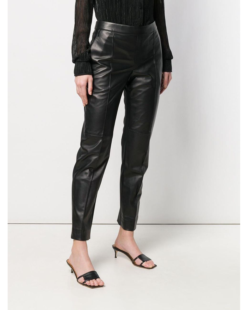 ankle grazer leather trousers