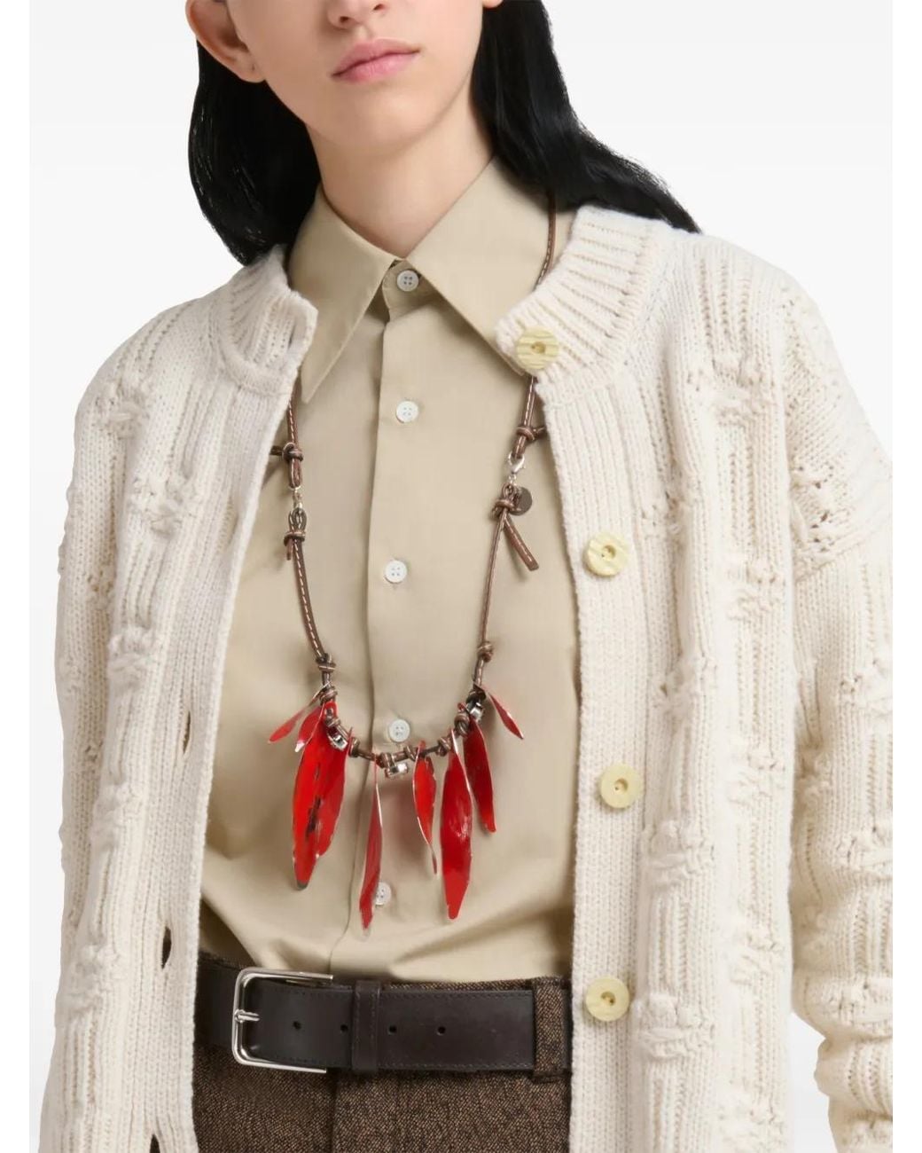 Marni Natural Fisherman Wool Cashmere Cardigan