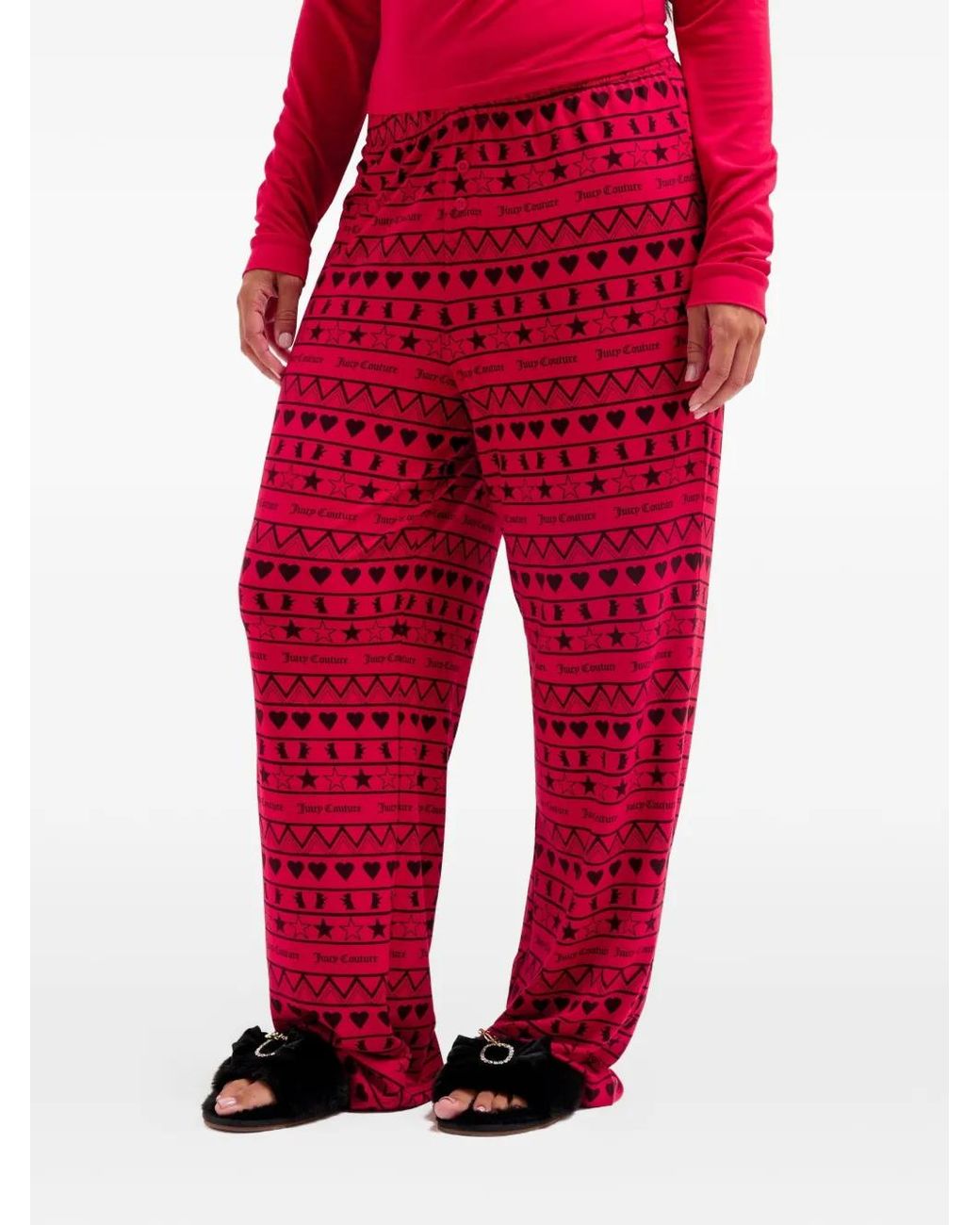 Juicy Couture Red Slogan-Print Graphic-Pattern Pajama Set