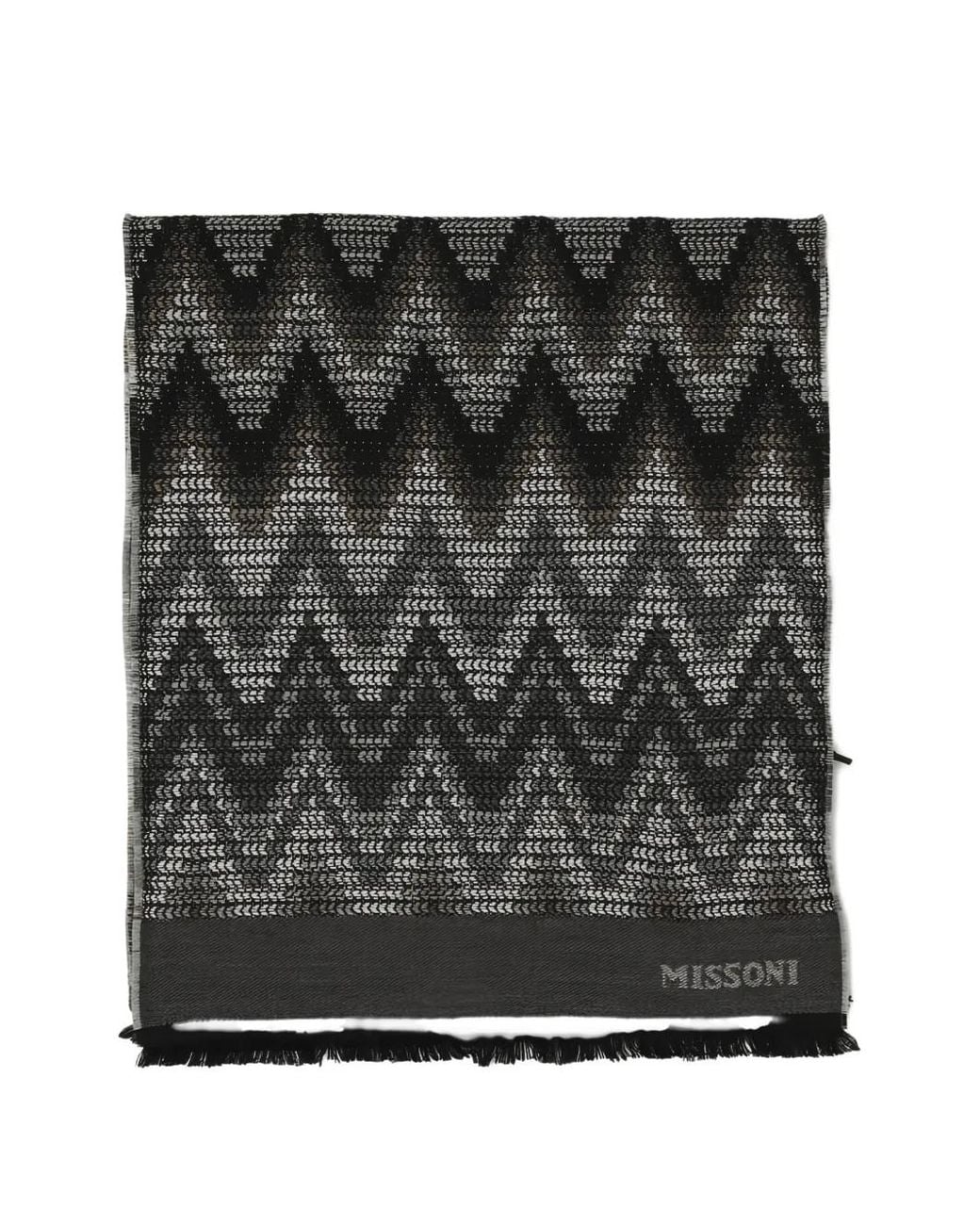 Missoni Black Zigzag Wool Scarf for men