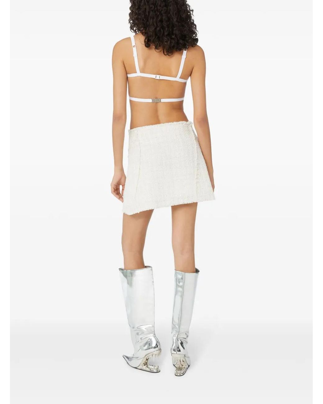 Gcds White Tweed Mini Skirt