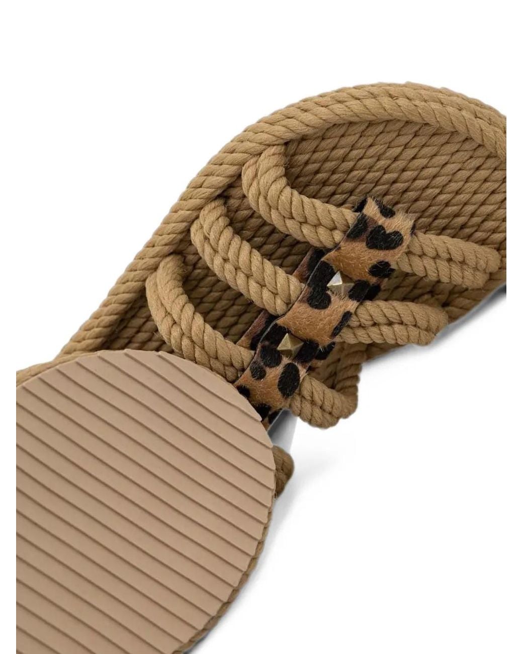 Bohonomad Brown Serengeti Leopard-Print Studded Sandals